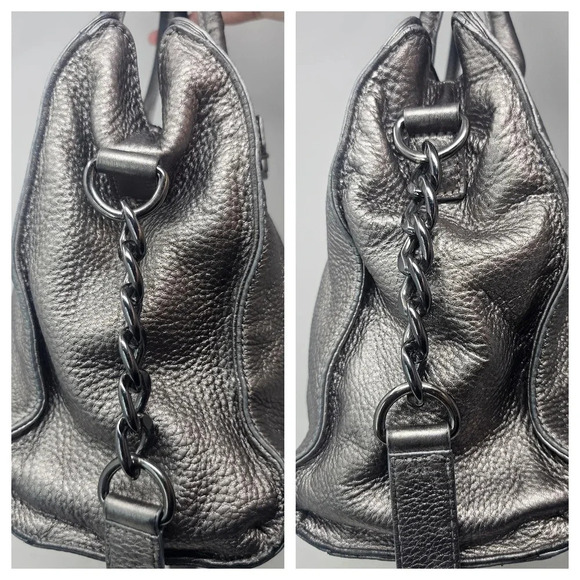 MICHAEL KORS HAMILTON JEWELL NICKEL LEATHER GUNMETAL LARGE TOTE BAG - Picture 4 of 15